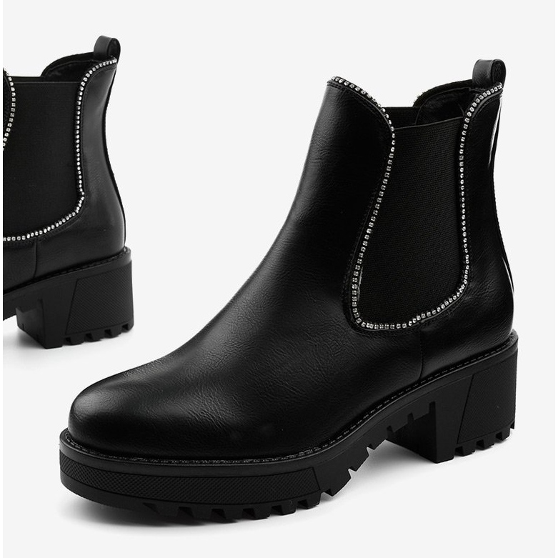 Bottes noires sur la plateforme en éco-cuir Torwarine 1
