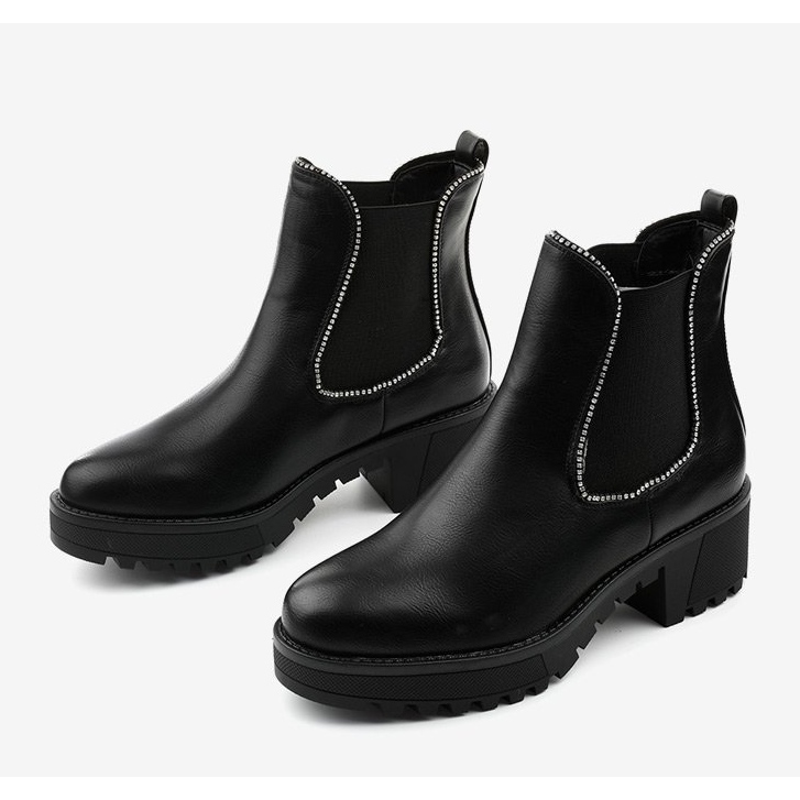 Bottes noires sur la plateforme en éco-cuir Torwarine le noir 2 Bottes noires sur la plateforme en éco-cuir Torwarine le noir 2