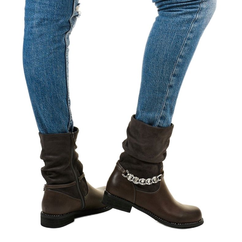 Bottines plates grises à fermeture éclair Petgell 2