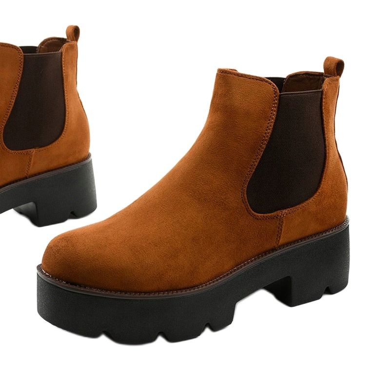 Bottines en daim camel sur la plateforme Arnlando brun jaune 1
