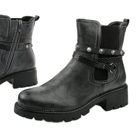 Bottines plates grises avec fermeture éclair Siempleglam noir 1