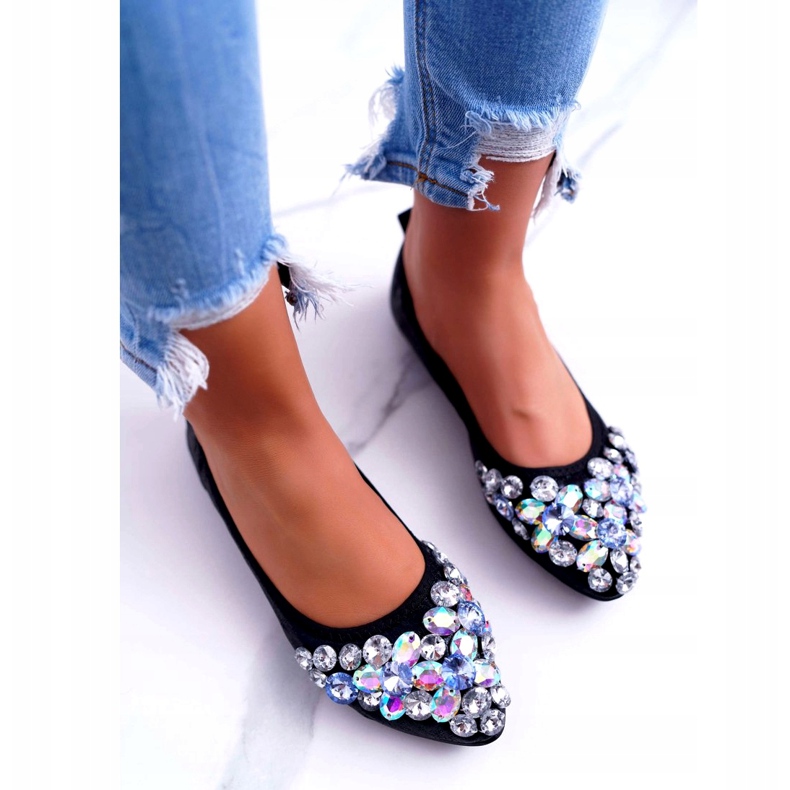 Seastar Ballerines pour femmes avec pierres de cristal noires 2
