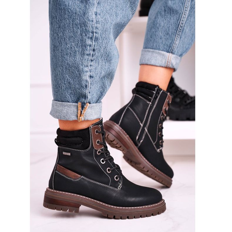 Femmes Black Warm Worker Trappers Timber brun le noir 1