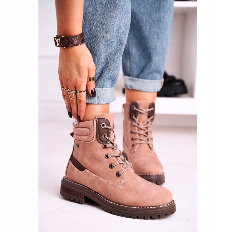 Femmes Warm Worker Trappers Pink Timber beige brun rose 1