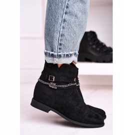 BUGO Bottes noires sur un coin avec une chaîne Black Eliza le noir 3