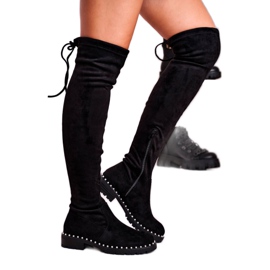 Bottes cuissardes noires en daim noir Isabel le noir 2