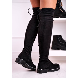 Bottes cuissardes noires en daim noir Isabel le noir 3