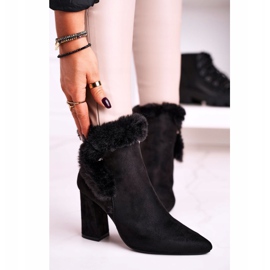 Bottines à Talon Fourrure Daim Noir Sophie le noir 1