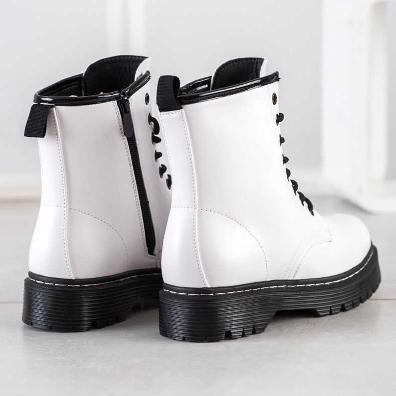 Weide Bottes chaudes avec cuir écologique blanc noir 2