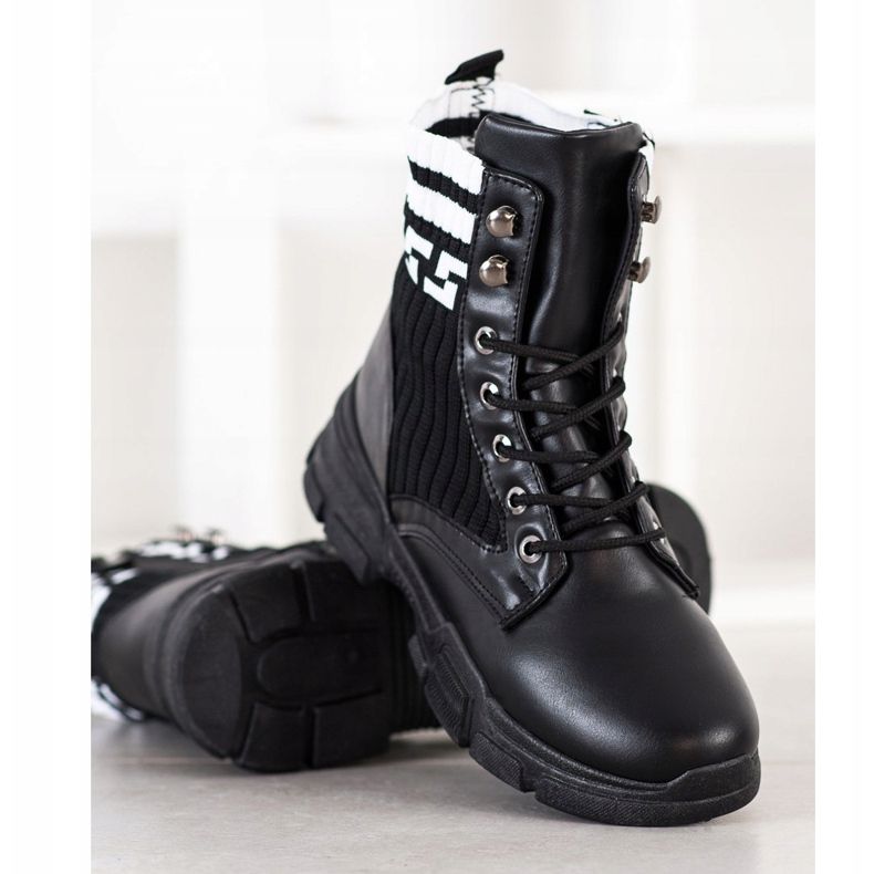 SHELOVET Travailleurs de la mode à lacets blanche le noir 1