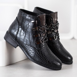 Goodin Bottines à lacets élégantes noir argent 1