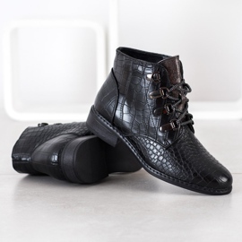 Goodin Bottines à lacets élégantes noir argent 2