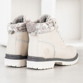 SHELOVET Bottes de randonnée à tige en velours beige argent 1