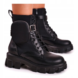 Joia Bottes de travail à plateforme pour femmes de l'armée noire avec un rein le noir 6