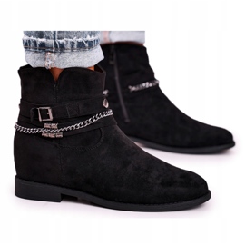 BUGO Bottes noires sur un coin avec une chaîne Black Eliza le noir 4