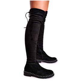 Bottes cuissardes noires en daim noir Isabel le noir 7