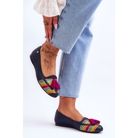 Ballerines Cuir Maciejka À Franges Bleu Marine 04016-17 multicolore 3