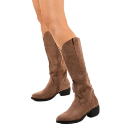 Santiags montantes Everalla en daim kaki vert 2