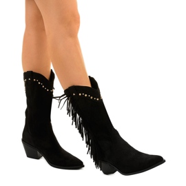 Bottines bohèmes en cuir suédé noir Loneflare le noir 1
