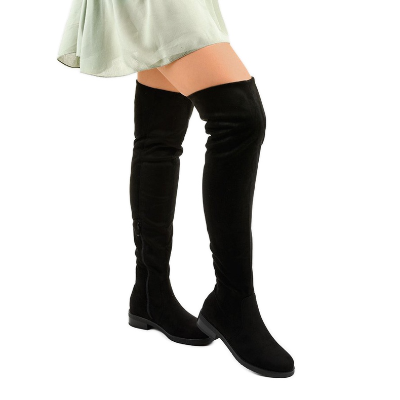 Bottines plates noires à tige longue Aeleos 1