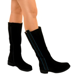 Bottines plates noires à tige longue Magtoris le noir 1