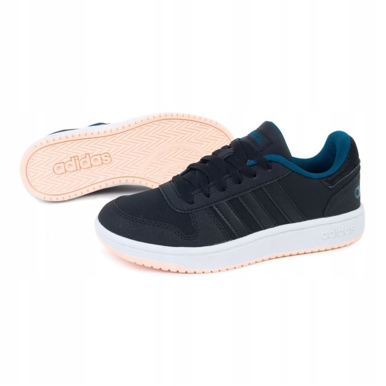 Chaussures Adidas Hoops 2.0 K EE6718 noir vert 1