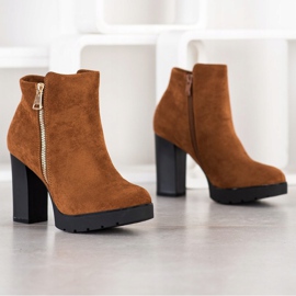 Small Swan Bottes à talons hauts brun jaune 2