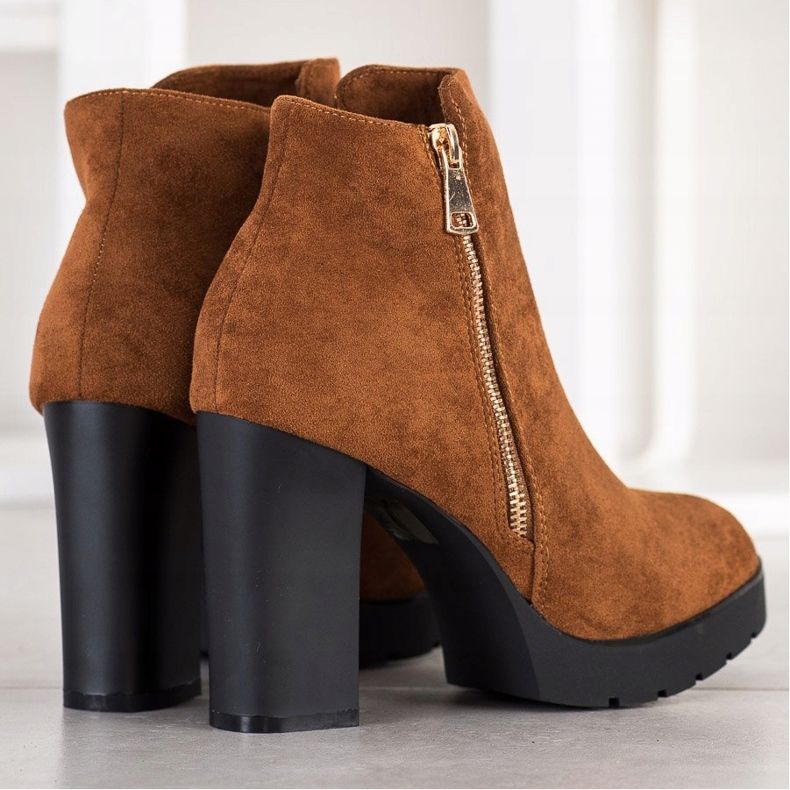 Small Swan Bottes à talons hauts brun jaune 1