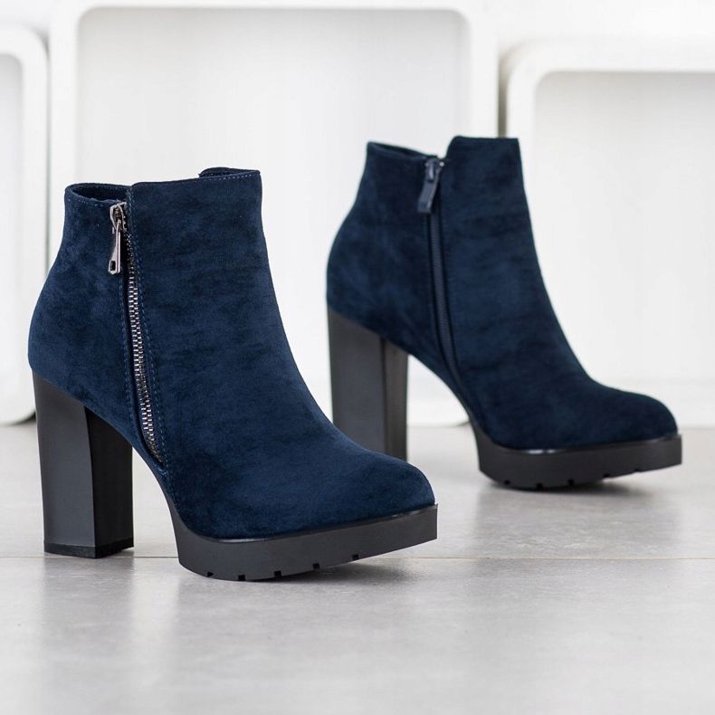 Small Swan Bottes à talons hauts bleu marine 1