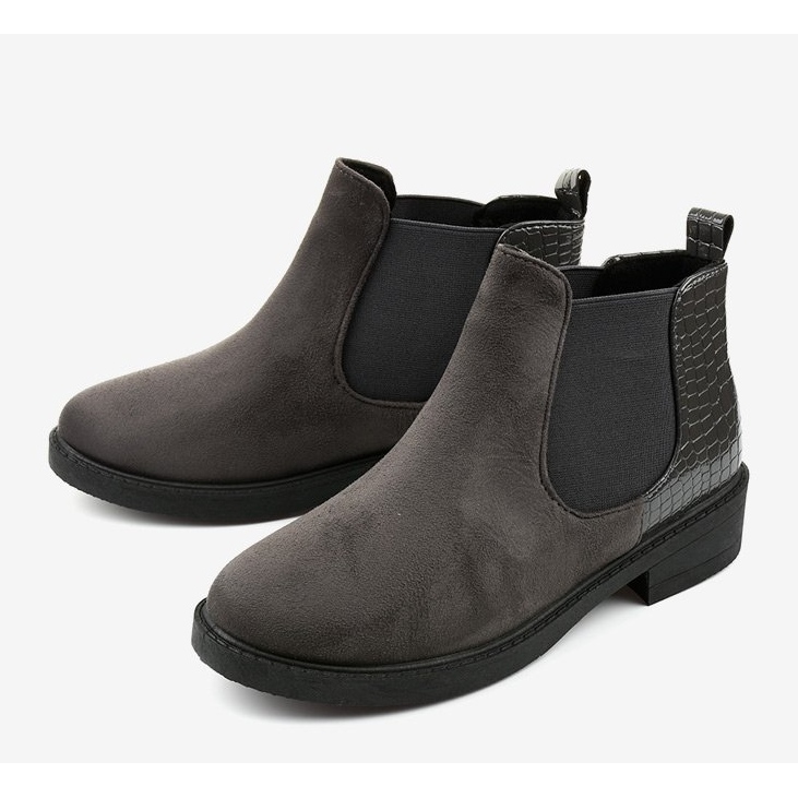 Bottines plates en daim gris Herkrana 2