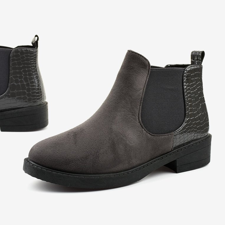 Bottines plates en daim gris Herkrana 1
