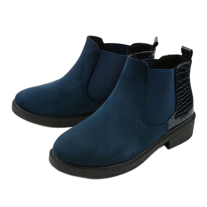 Bottines plates en daim bleu marine Herkrana 2