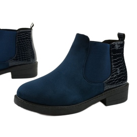 Bottines plates en daim bleu marine Herkrana 1