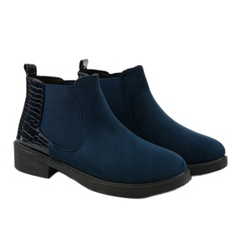 Bottines plates en daim bleu marine Herkrana 3