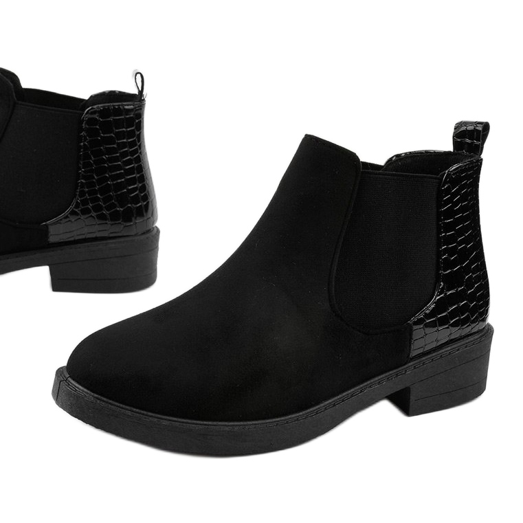 Bottines plates en daim noir Herkrana le noir 1