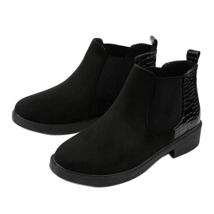 Bottines plates en daim noir Herkrana 2