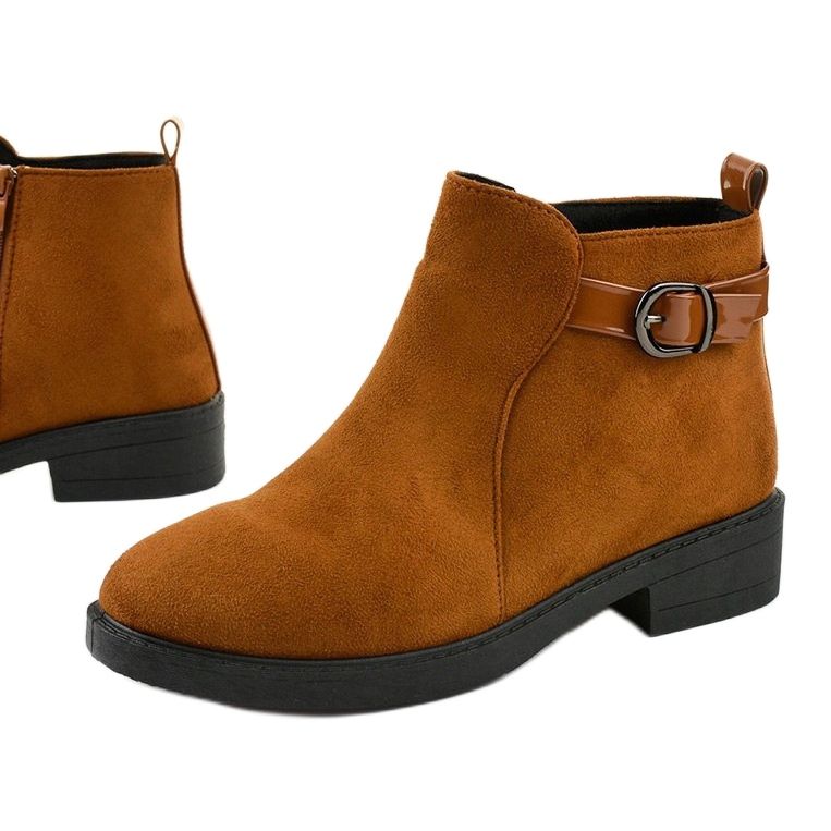 Bottines plates en daim camel Neriris brun 1