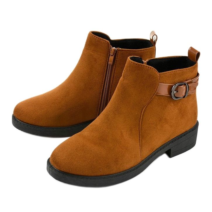 Bottines plates en daim camel Neriris brun 2