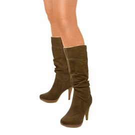 Bottes chaudes sur le talon aiguille Tyburn kaki vert 1