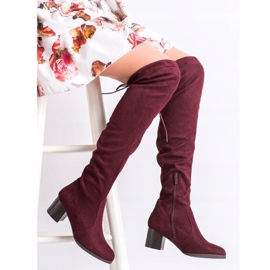 M.Daszyński Bottes marron au-dessus du genou rouge 1
