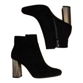 Bottines en daim noir sur le poteau KL-705 le noir 4