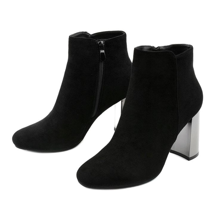 Bottines en daim noir sur le poteau KL-705 le noir 2