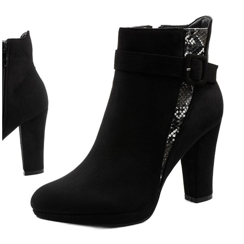 Bottes noires sur le poteau avec éco-daim Lysianassa le noir 1