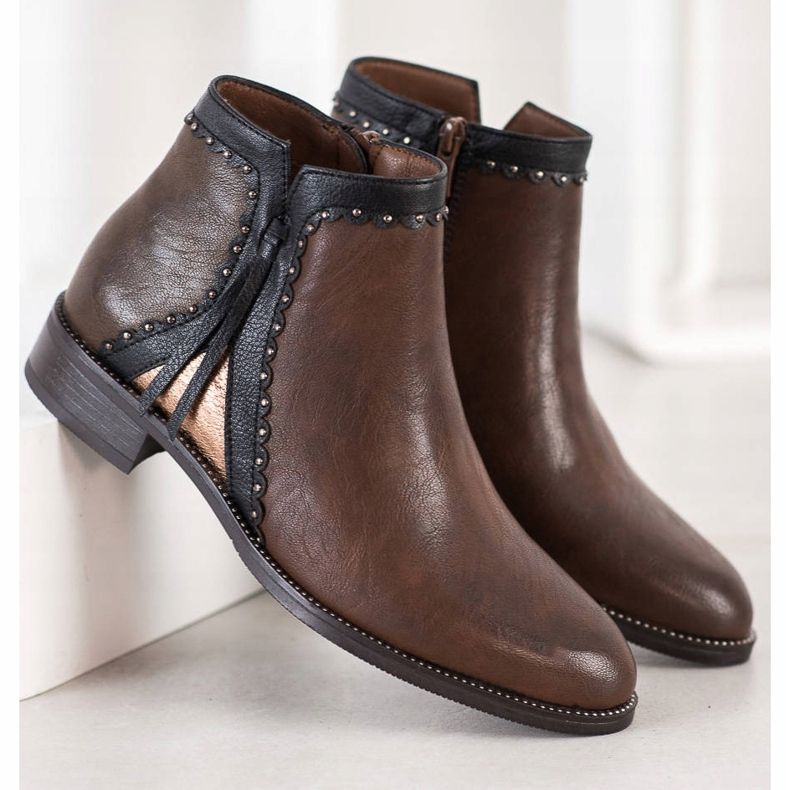 Goodin Bottes marron avec cuir écologique brun 1 Goodin Bottes marron avec cuir écologique brun 1