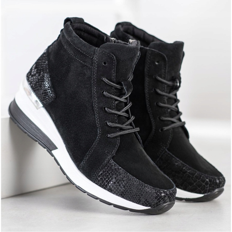 Filippo Bottines en cuir à lacets le noir 1