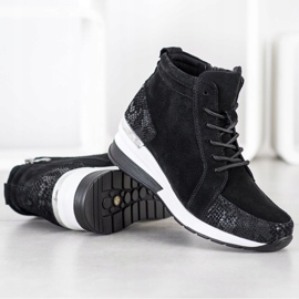 Filippo Bottines en cuir à lacets le noir 2