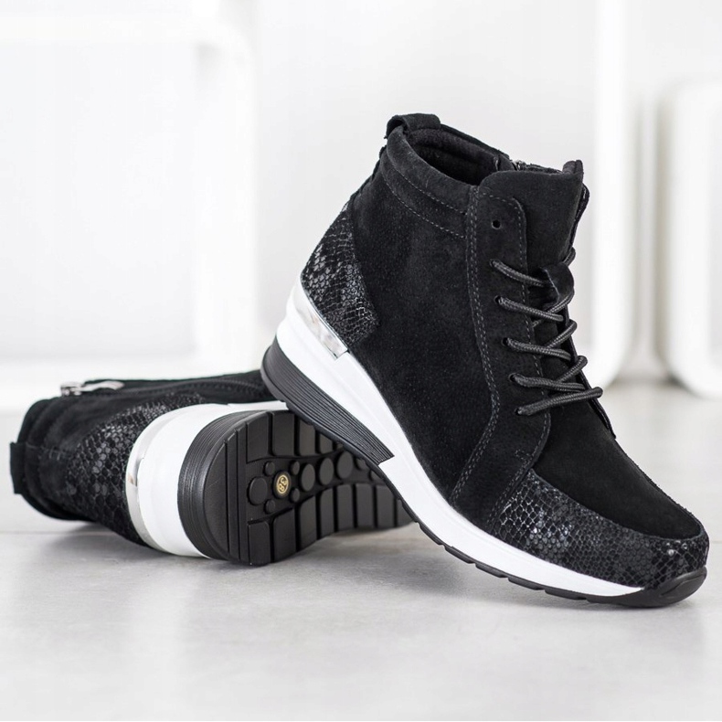 Filippo Bottines en cuir à lacets noir 2