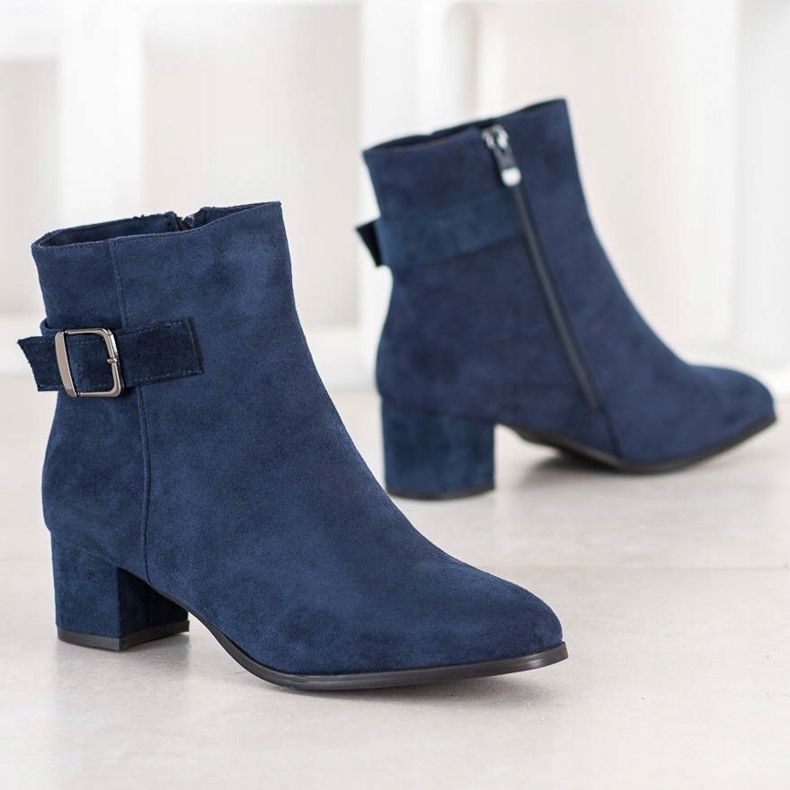 Sabatina Boots bleu marine à boucle 1