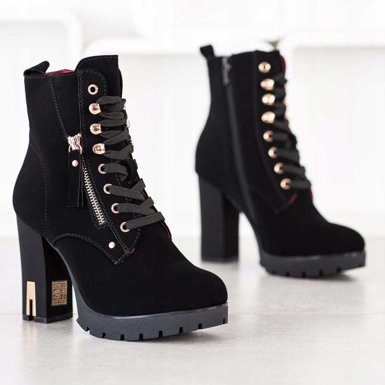 Super Mode Bottes à talons à la mode le noir 1