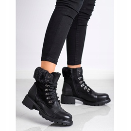 Super Mode Bottes chaudes et nouées noir 1